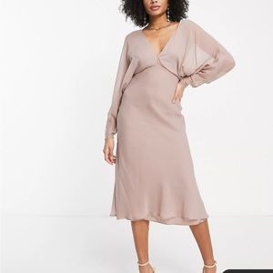 Mauve dusty rose midi dress